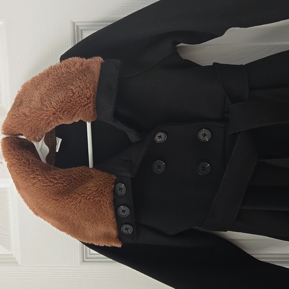 Stylish Black Kids Coat with Brown Collar, NWOT, 5T - Picture 5 of 8